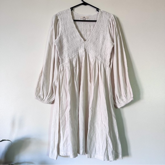 Ripcurl Talia Long sleeve Dress in White With Smocking/ Size S-M / Spring Summer - Picture 5 of 5